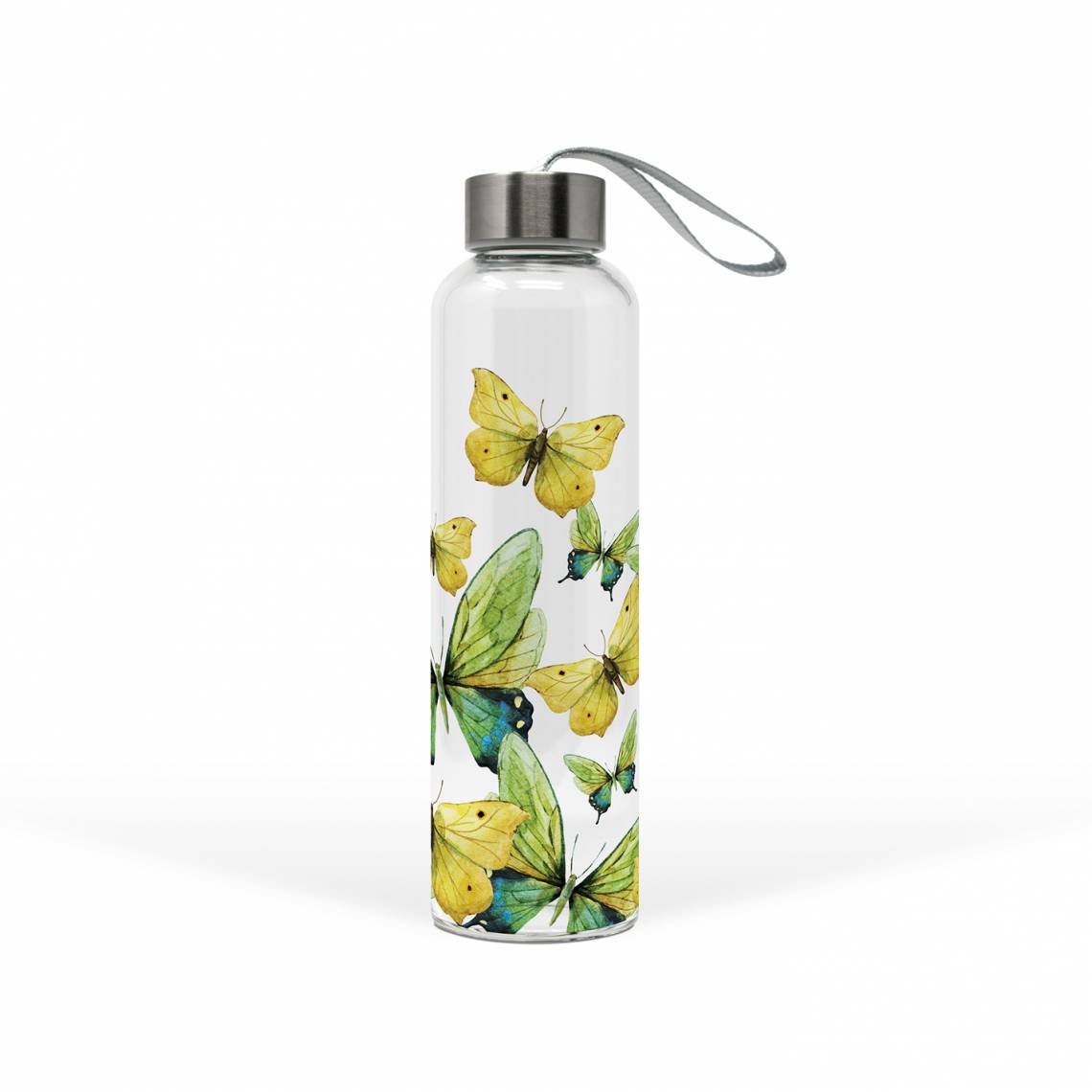 PPD 603651 · Green Butterflies Glass Bottle / Trinkflasche