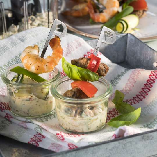 GEFU Zweierlei Antipastispießchen mit Zwiebel-Kräuter-Dip 2