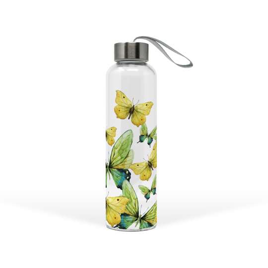 PPD 603651 · Green Butterflies Glass Bottle / Trinkflasche